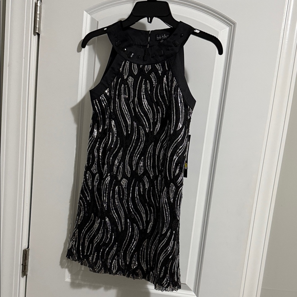 Nicole Miller Black and Silver Formal Dress